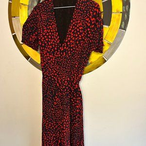 Red & Black Midi Dress